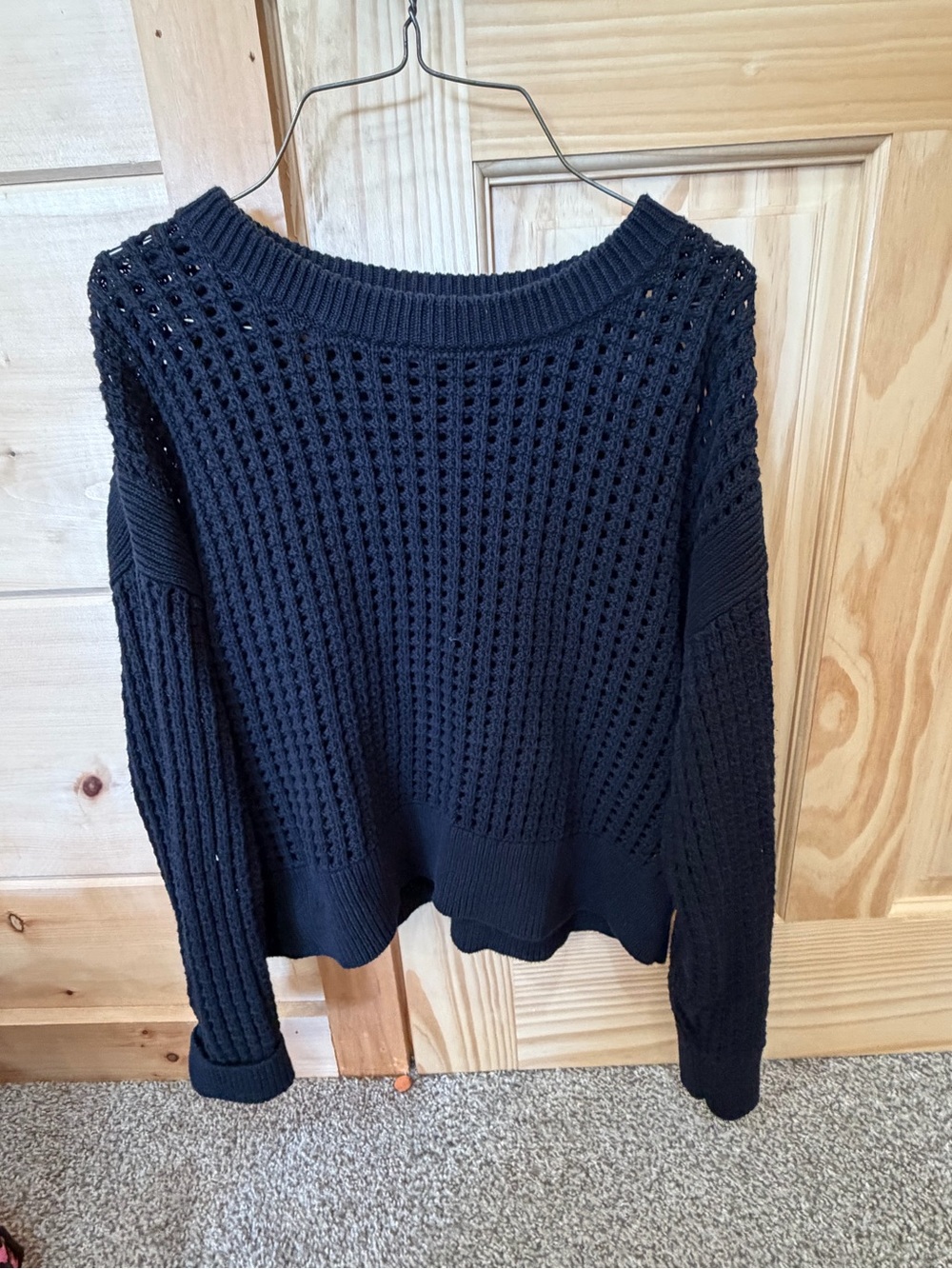 Classic Black Open-Knit Women's Sweater